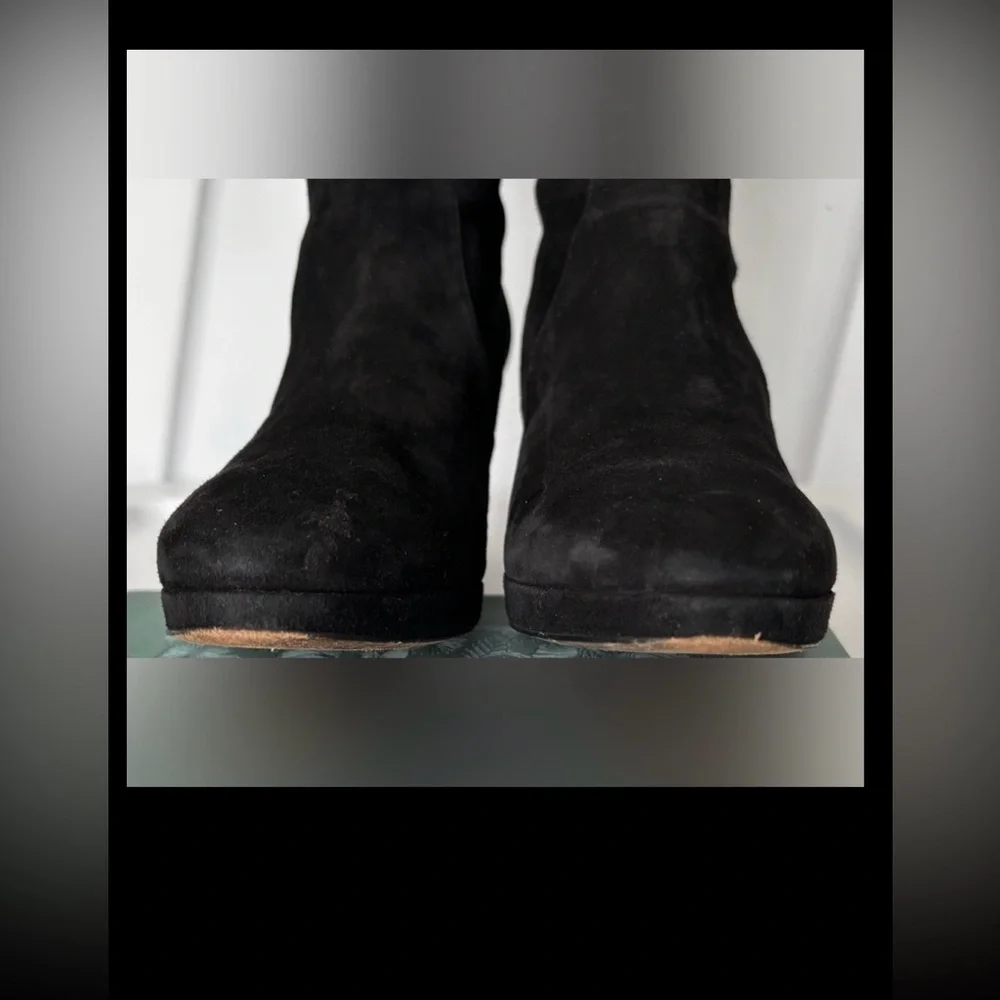 Stuart Weitzman Highland Boots Platform Heeled Over Knee in Black Suede Size 8